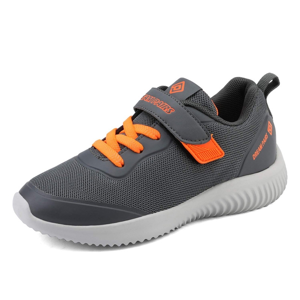 [EZ-Ons BreezeRunners] Breathable And Lightweight Kids Running Sneakers - GREY ORANGE -  0